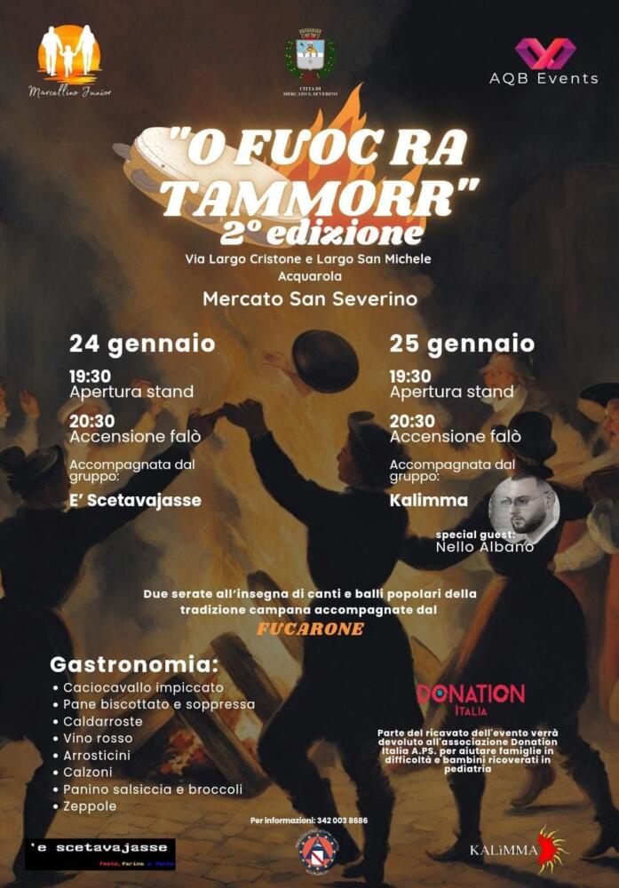 O Fuoc ra Tammorr 2025 ad Acquarola: tradizione e gastronomia