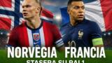 Norvegia Francia di calcio stasera in diretta su Rai 1
