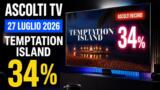 Ascolti TV lunedì 27 luglio 2026: Temptation Island vola al 34%