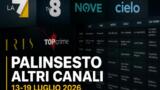 Palinsesto altri canali dal 13 al 19 luglio 2026