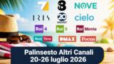 Palinsesto altri canali dal 20 al 26 luglio 2026