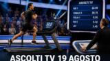 Ascolti TV mercoledì 19 agosto: vince 50 km all’ora