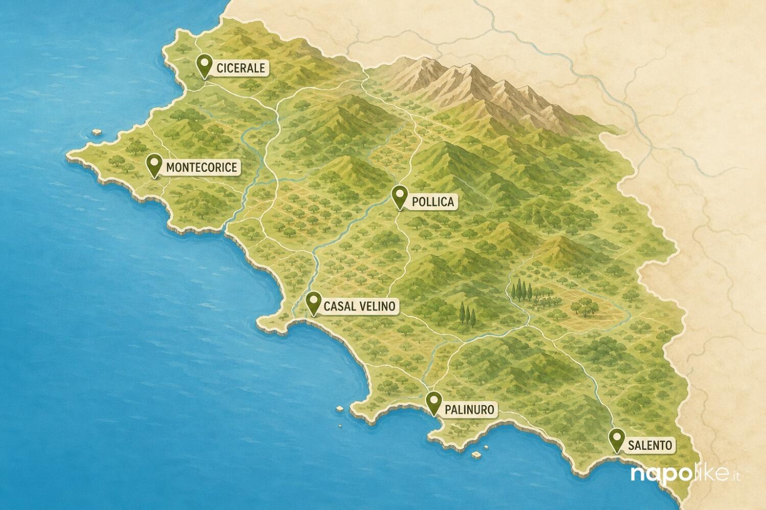 Mappa del Cilento con gli agriturismi consigliati