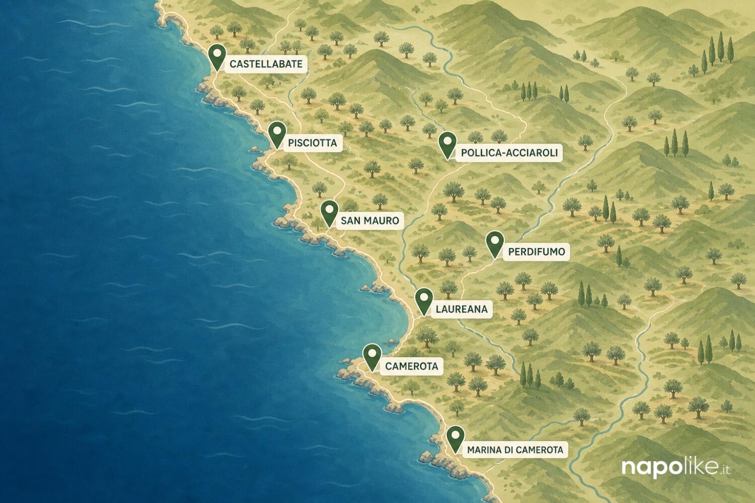 Mappa dei borghi più belli del Cilento da visitare