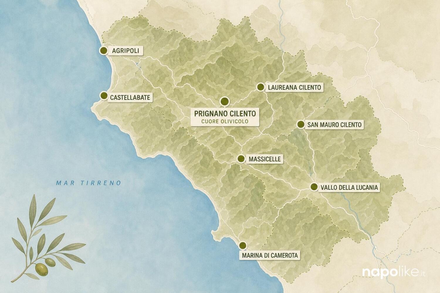 Mappa dei migliori frantoi del Cilento