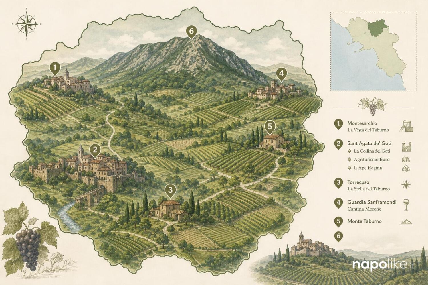 Mappa degli agriturismi del Sannio