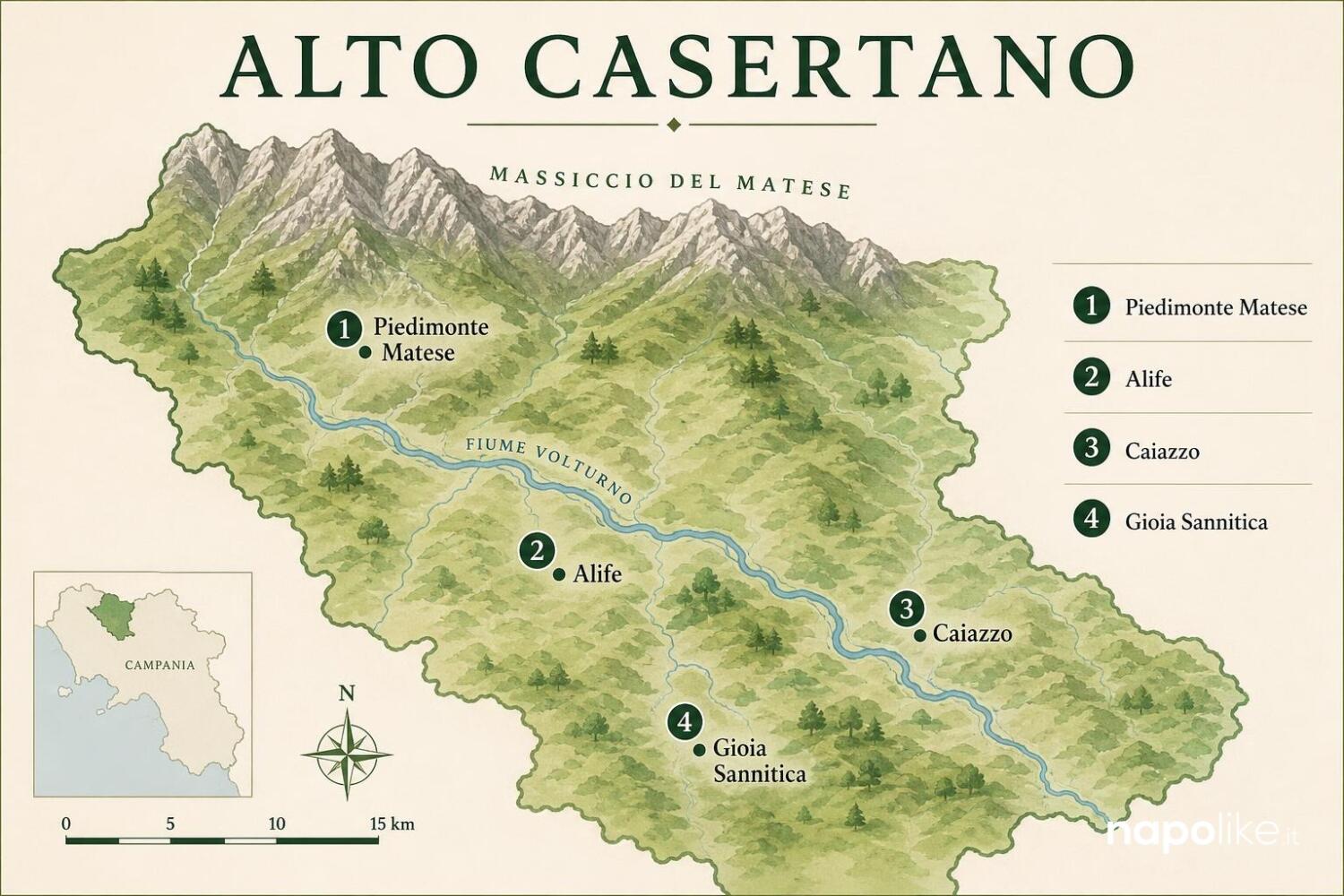 Mappa dei borghi dell Alto Casertano: Piedimonte Matese, Alife, Caiazzo, Gioia Sannitica