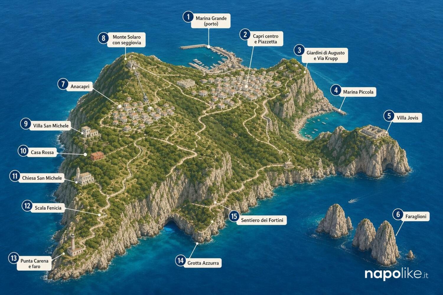 Mappa di Capri in inverno: i luoghi da visitare