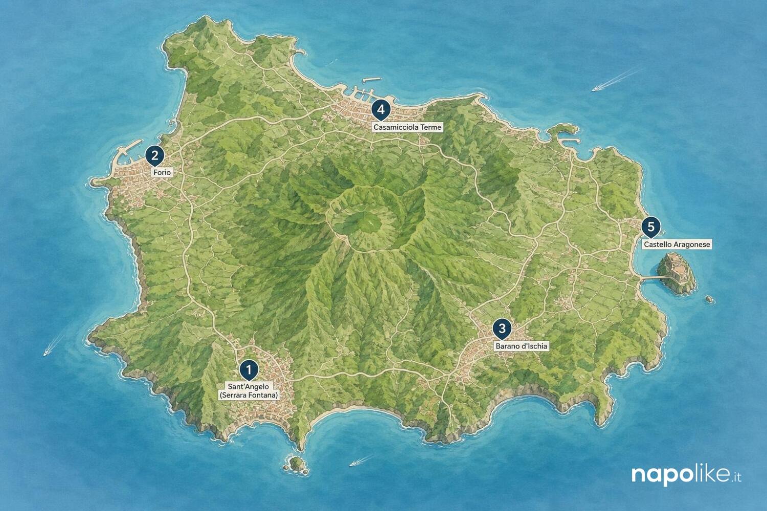 Mappa degli agriturismi di Ischia