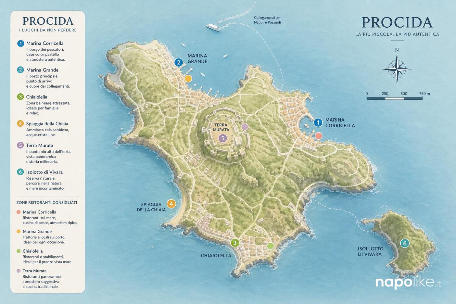 Mappa dei ristoranti di Procida