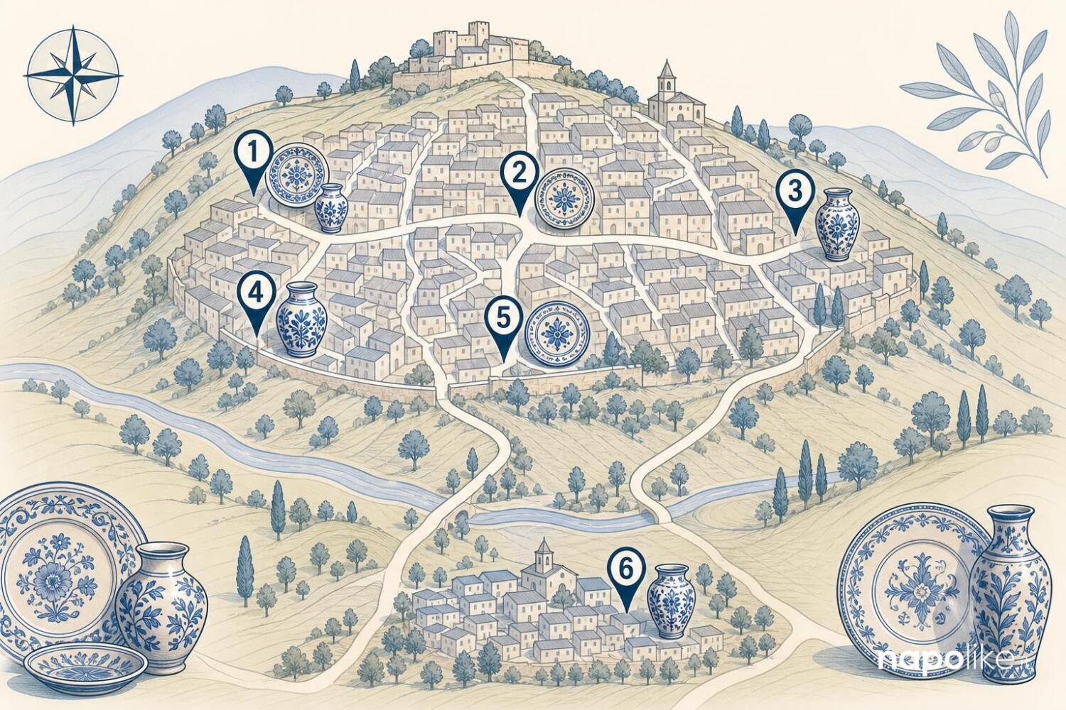 Mappa delle botteghe di ceramica a Cerreto Sannita
