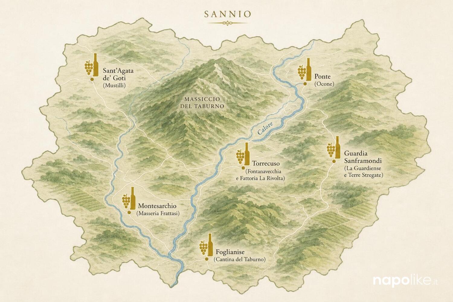 Mappa delle migliori cantine del Sannio