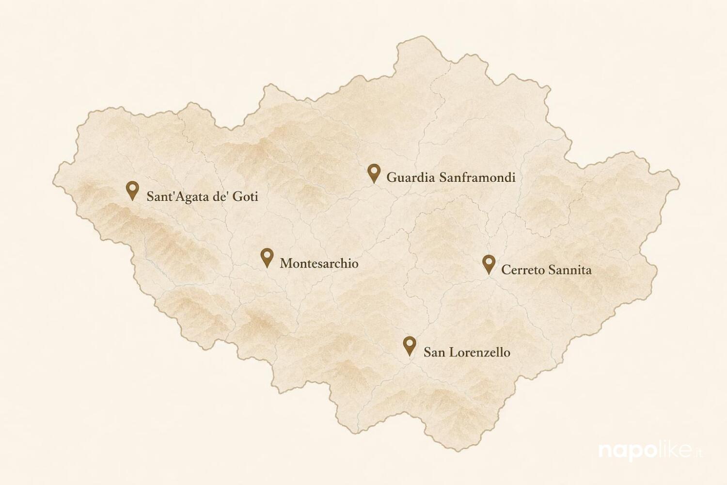 Mappa dei borghi più belli del Sannio