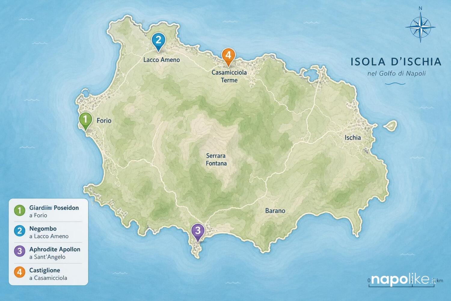 Mappa delle terme di Ischia