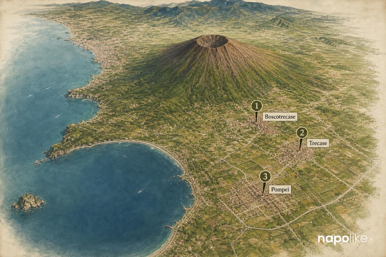 Mappa delle cantine del Vesuvio: Boscotrecase, Trecase e Pompei