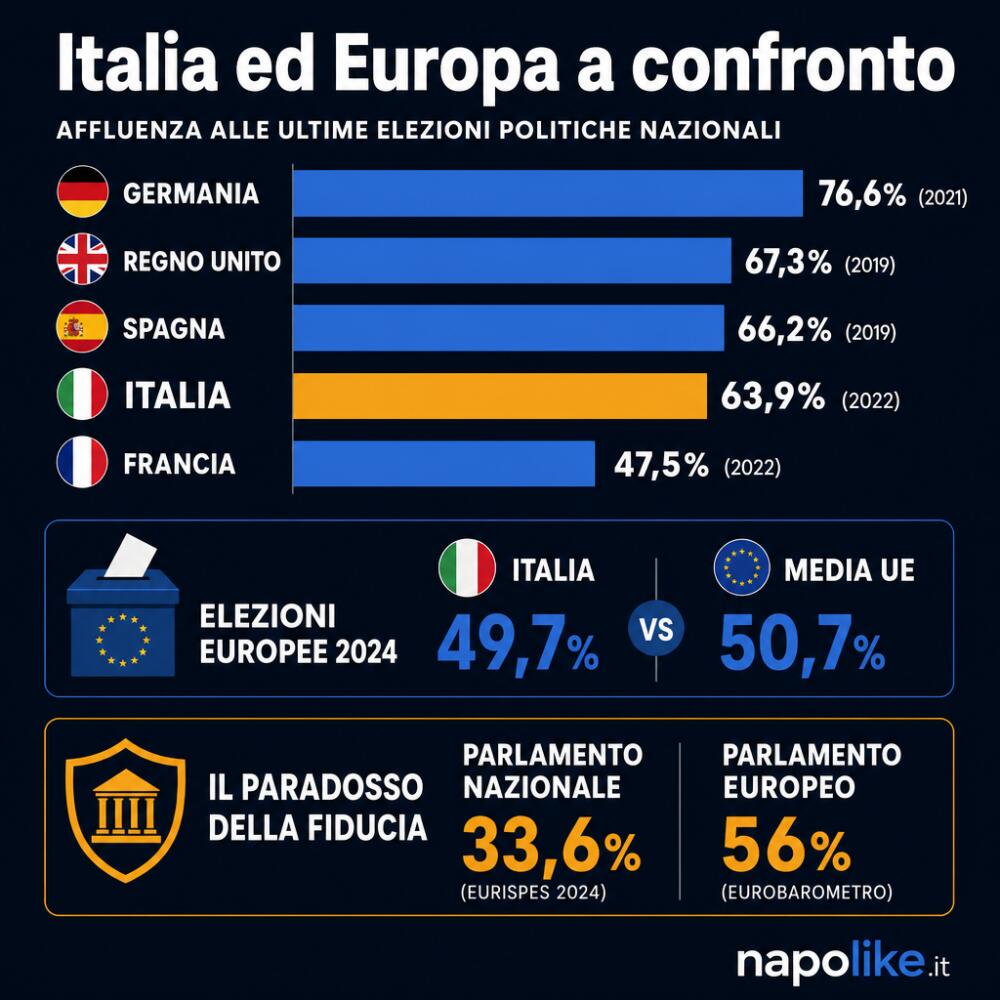 Italia ed Europa a confronto: affluenza e fiducia