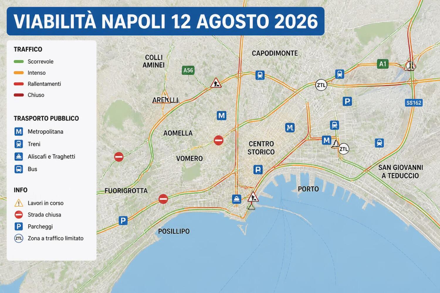 Viabilità e trasporti a Napoli oggi, 12 agosto 2026: chiusure e aggiornamenti