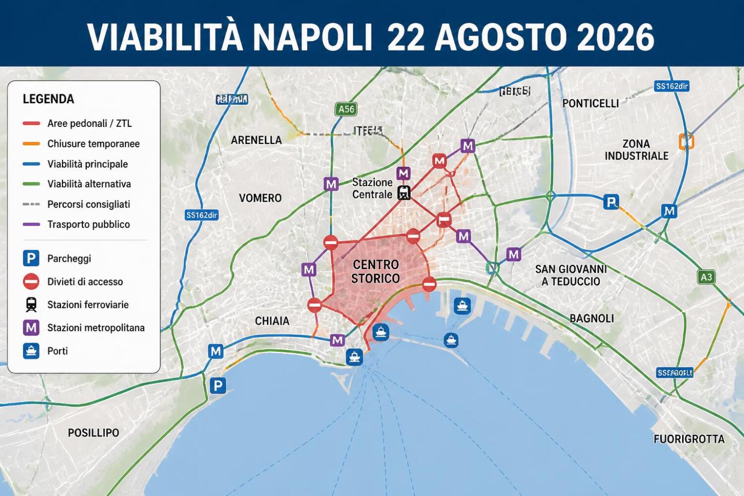 Viabilità e trasporti a Napoli oggi, 22 agosto 2026: chiusure e aggiornamenti