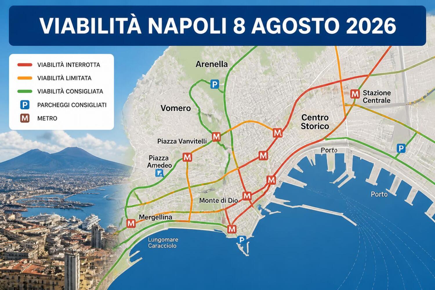 Viabilità e trasporti a Napoli oggi, 8 agosto 2026: chiusure e aggiornamenti