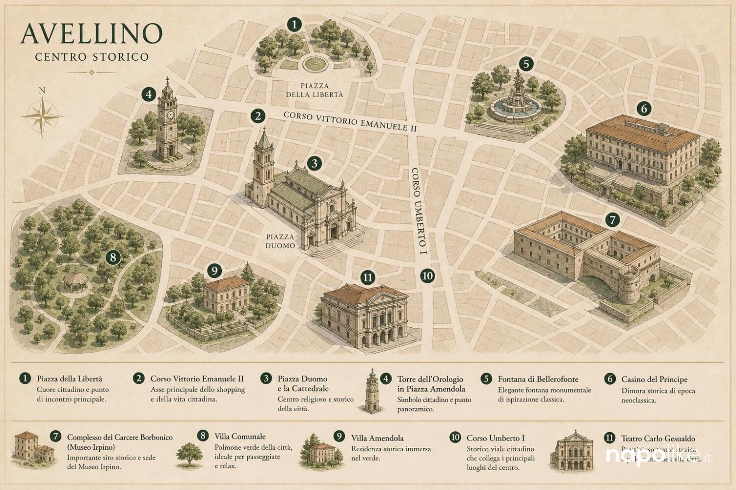Mappa delle tappe di Avellino in un giorno