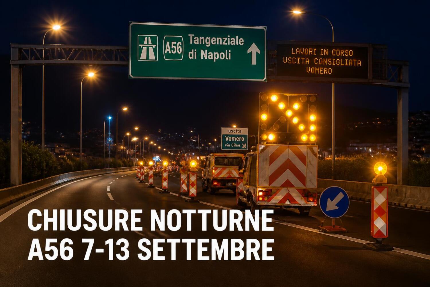 Chiusure notturne sulla Tangenziale di Napoli: il programma della settimana 7-13 settembre