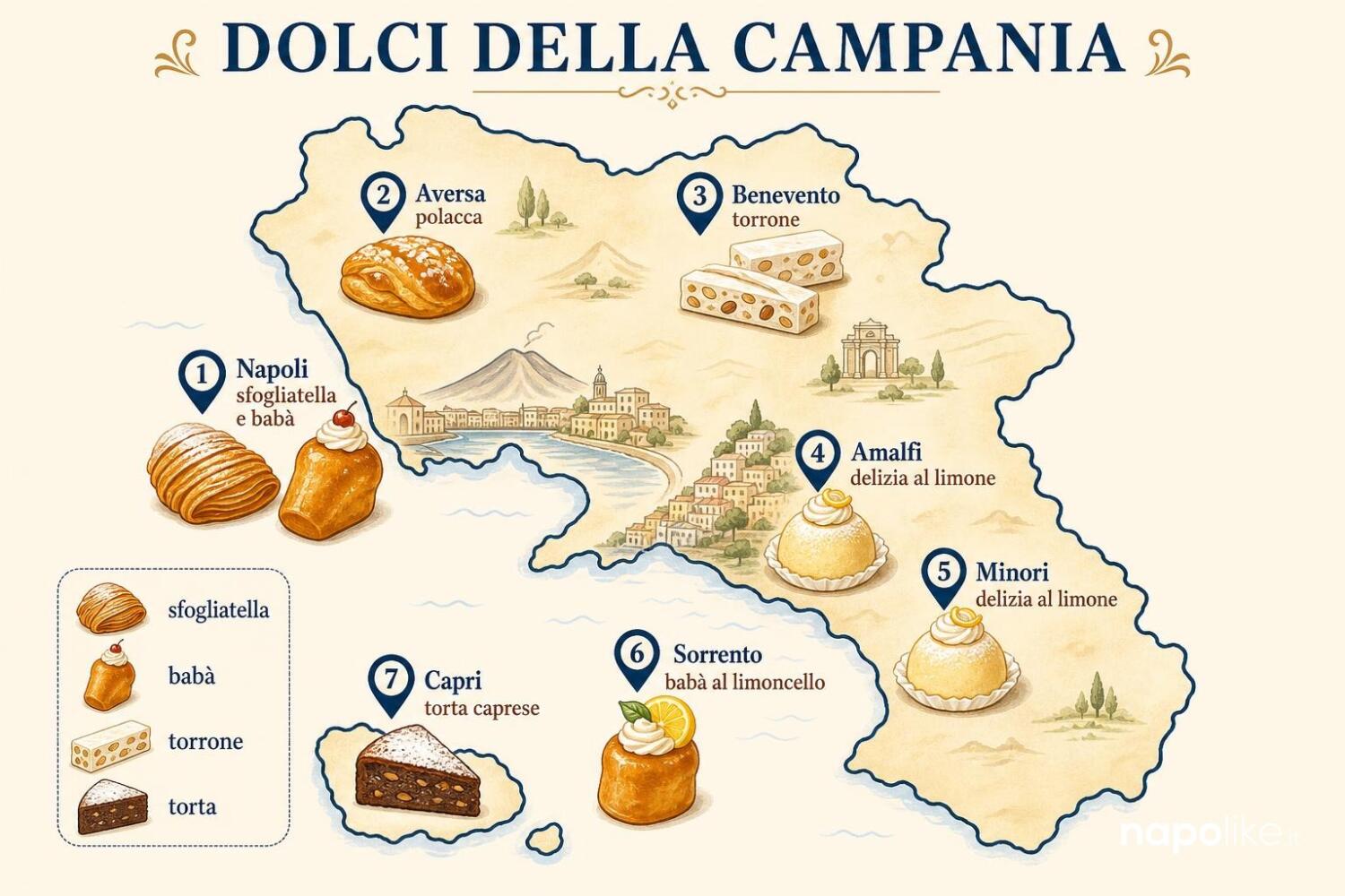 Mappa dei dolci tipici della Campania