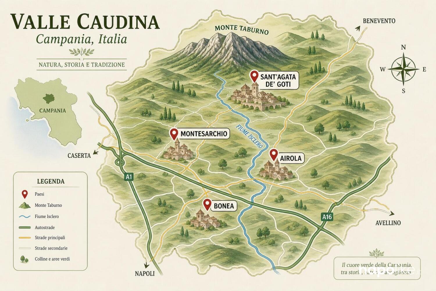 Mappa della Valle Caudina: dove mangiare