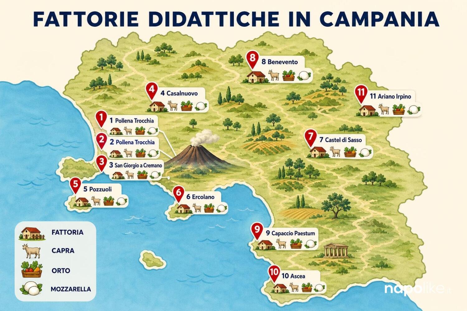 Mappa delle fattorie didattiche in Campania