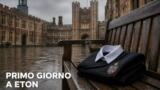 Il principe George inizia il college a Eton: primo giorno con William e Kate sotto la pioggia