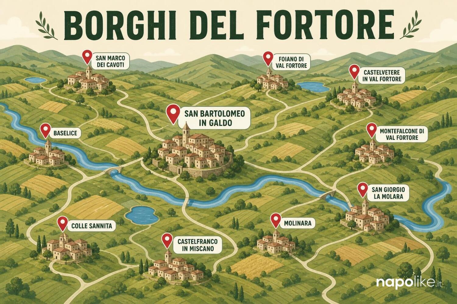 Mappa dei borghi del Fortore