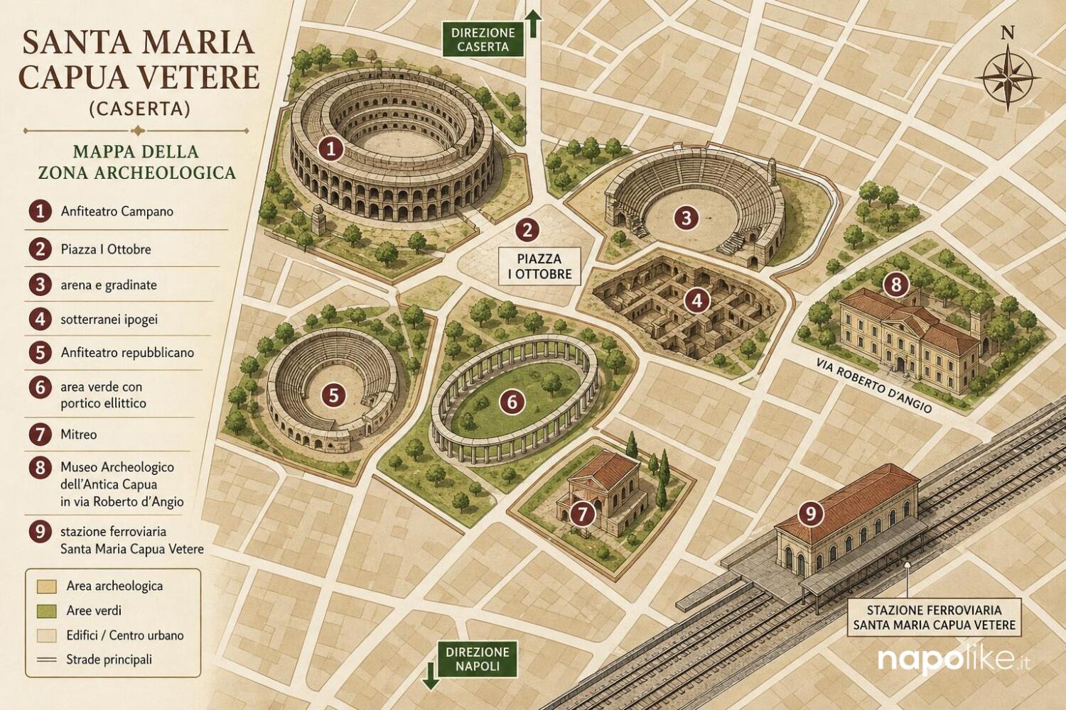 Mappa dell'area archeologica dell'Anfiteatro Campano a Santa Maria Capua Vetere