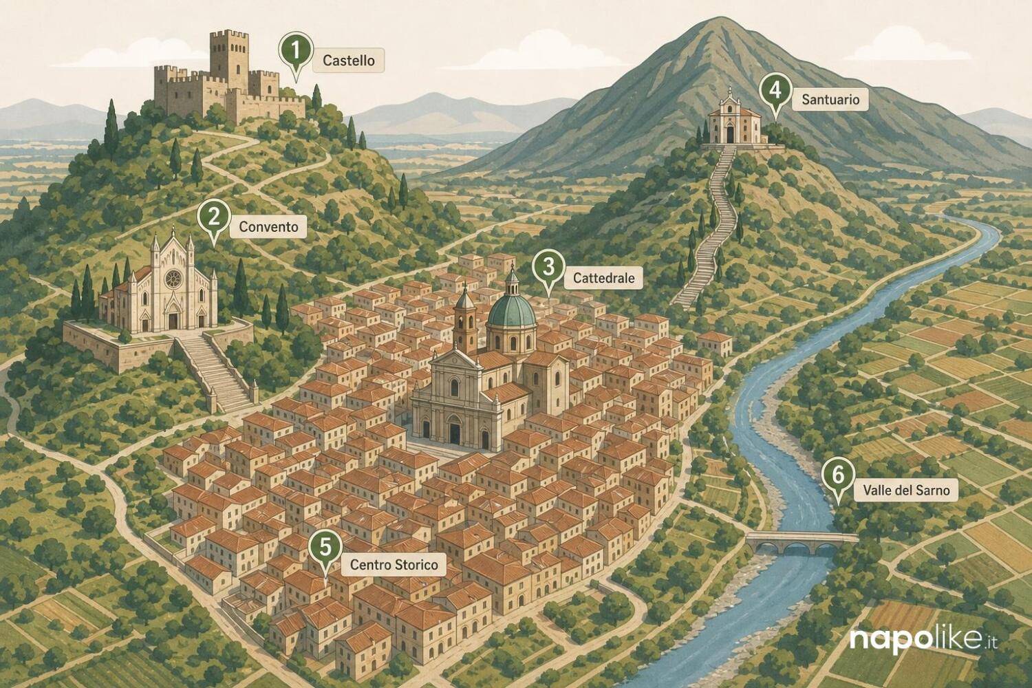 Mappa dei luoghi da vedere a Nocera Inferiore