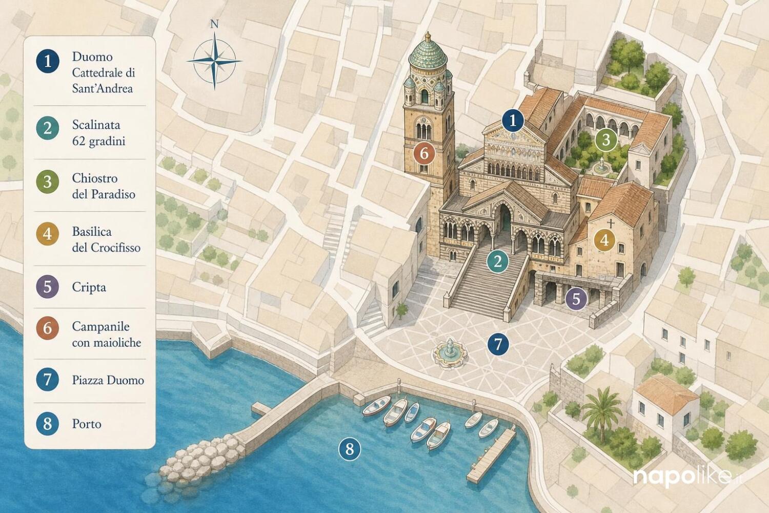 Mappa del complesso monumentale del Duomo di Amalfi e del Chiostro del Paradiso