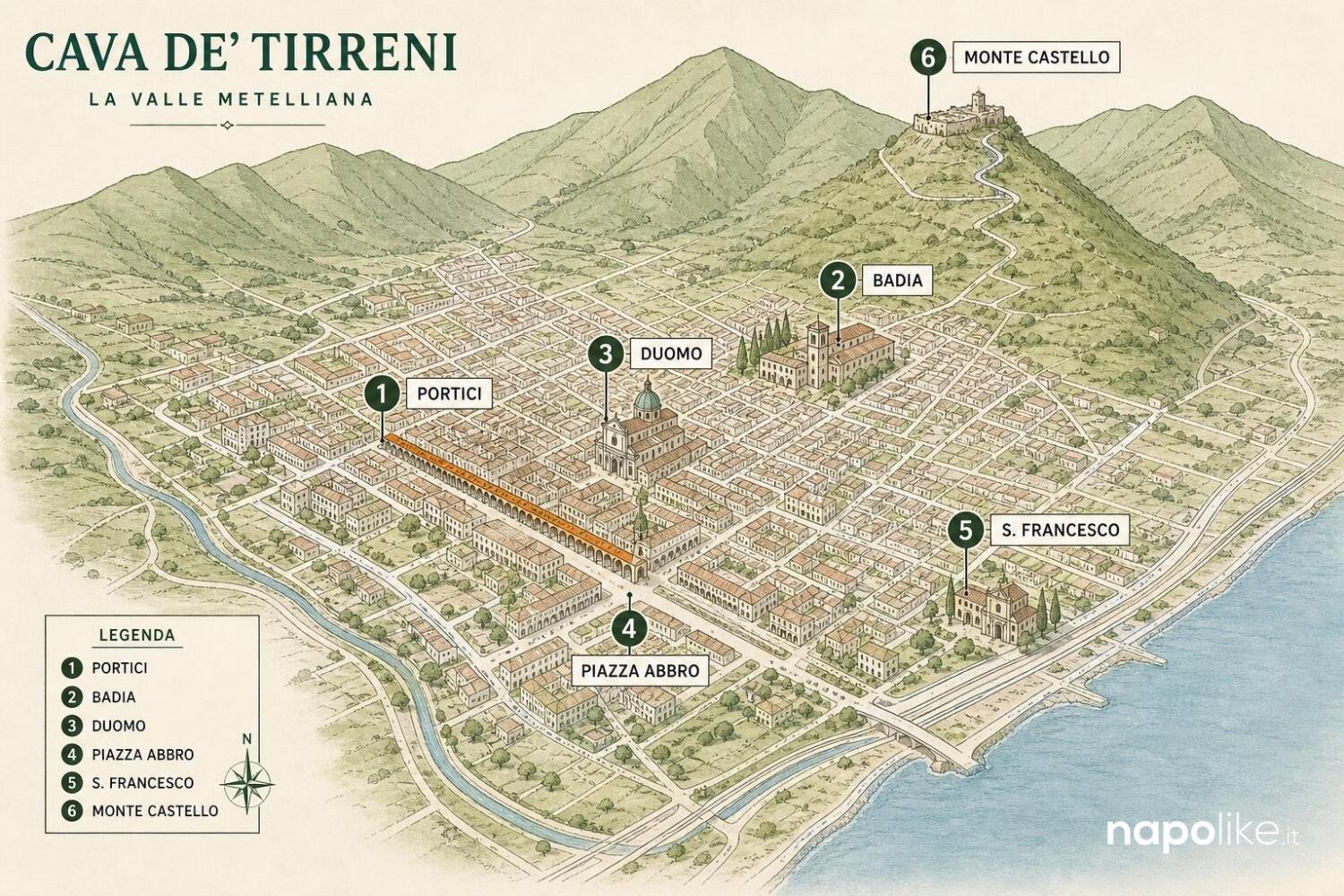 Mappa dei luoghi da vedere a Cava de' Tirreni
