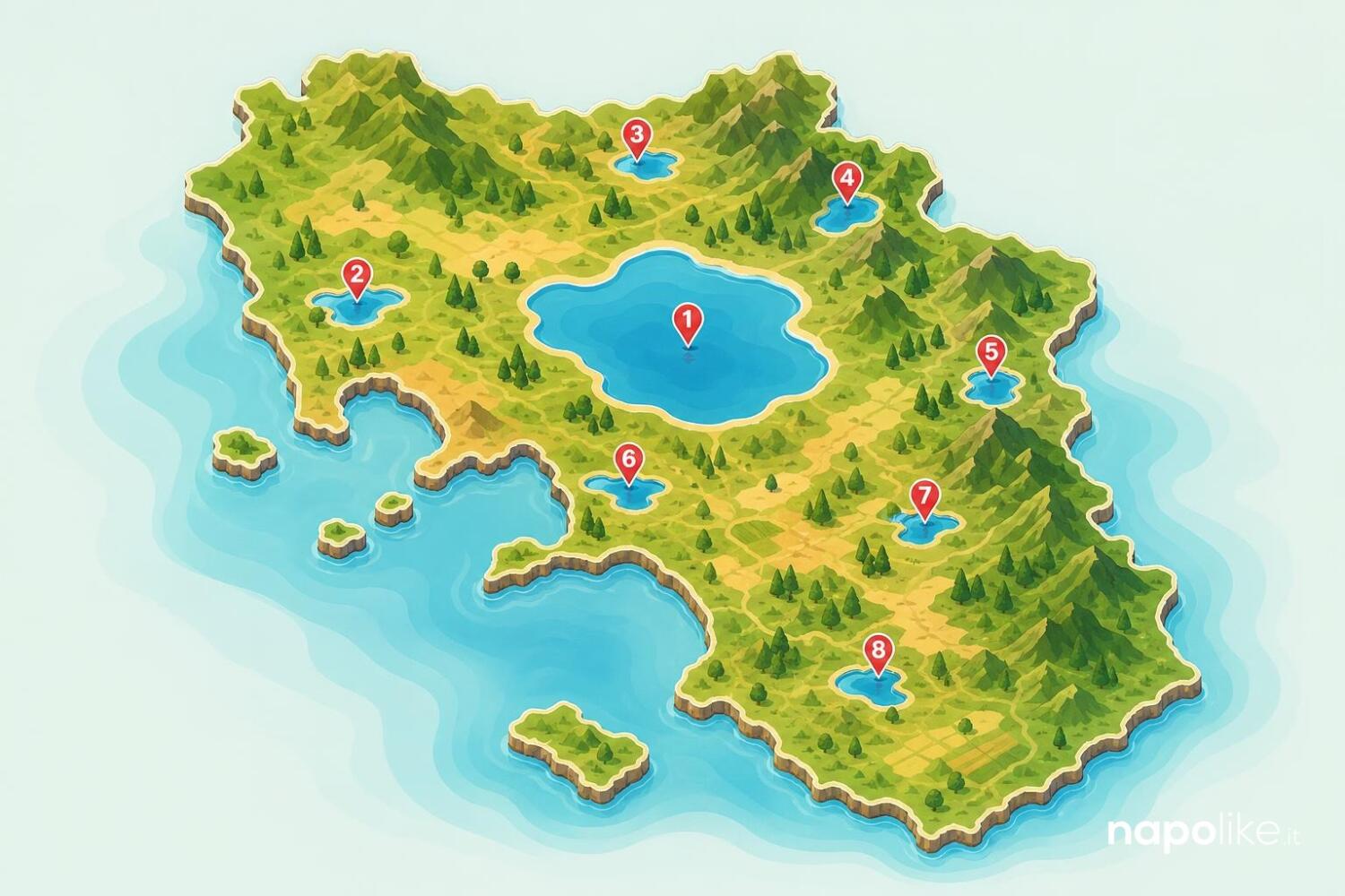 Mappa dei laghi della Campania