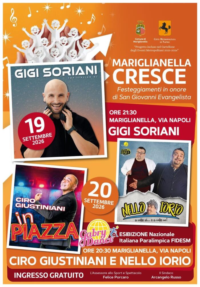 Locandina di Mariglianella Cresce 2026, il 19 e 20 settembre in via Napoli