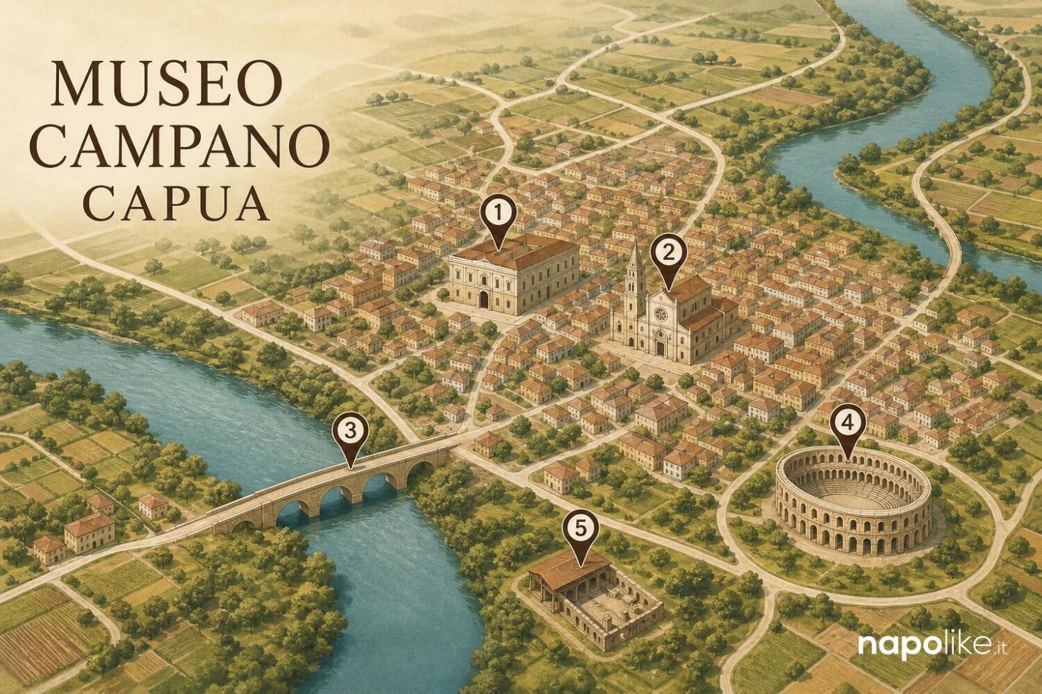 Mappa dei luoghi del Museo Campano di Capua
