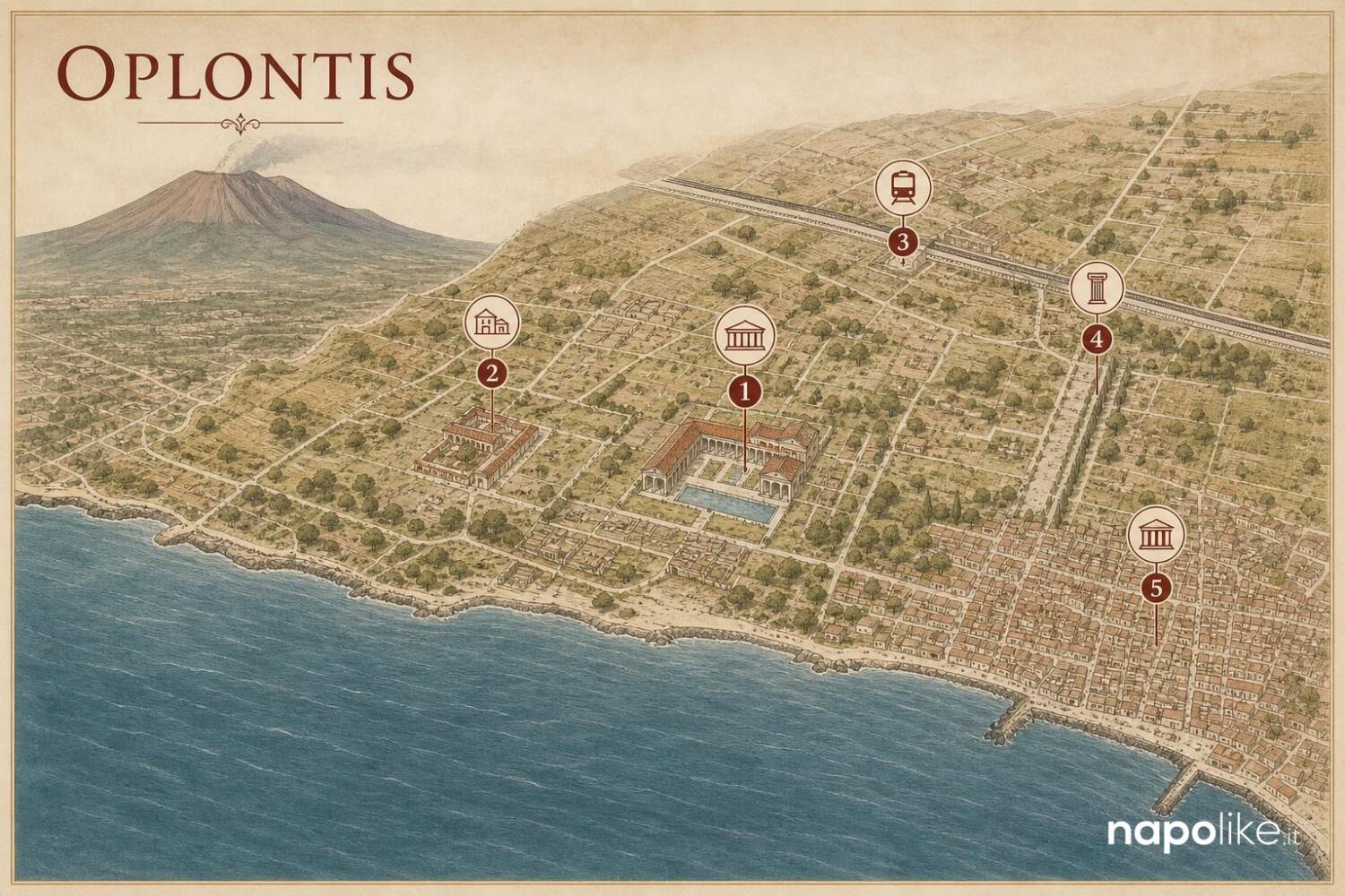 Oplontis mappa Villa di Poppea Mappa di Oplontis a Torre Annunziata con la Villa di Poppea e i luoghi da visitare