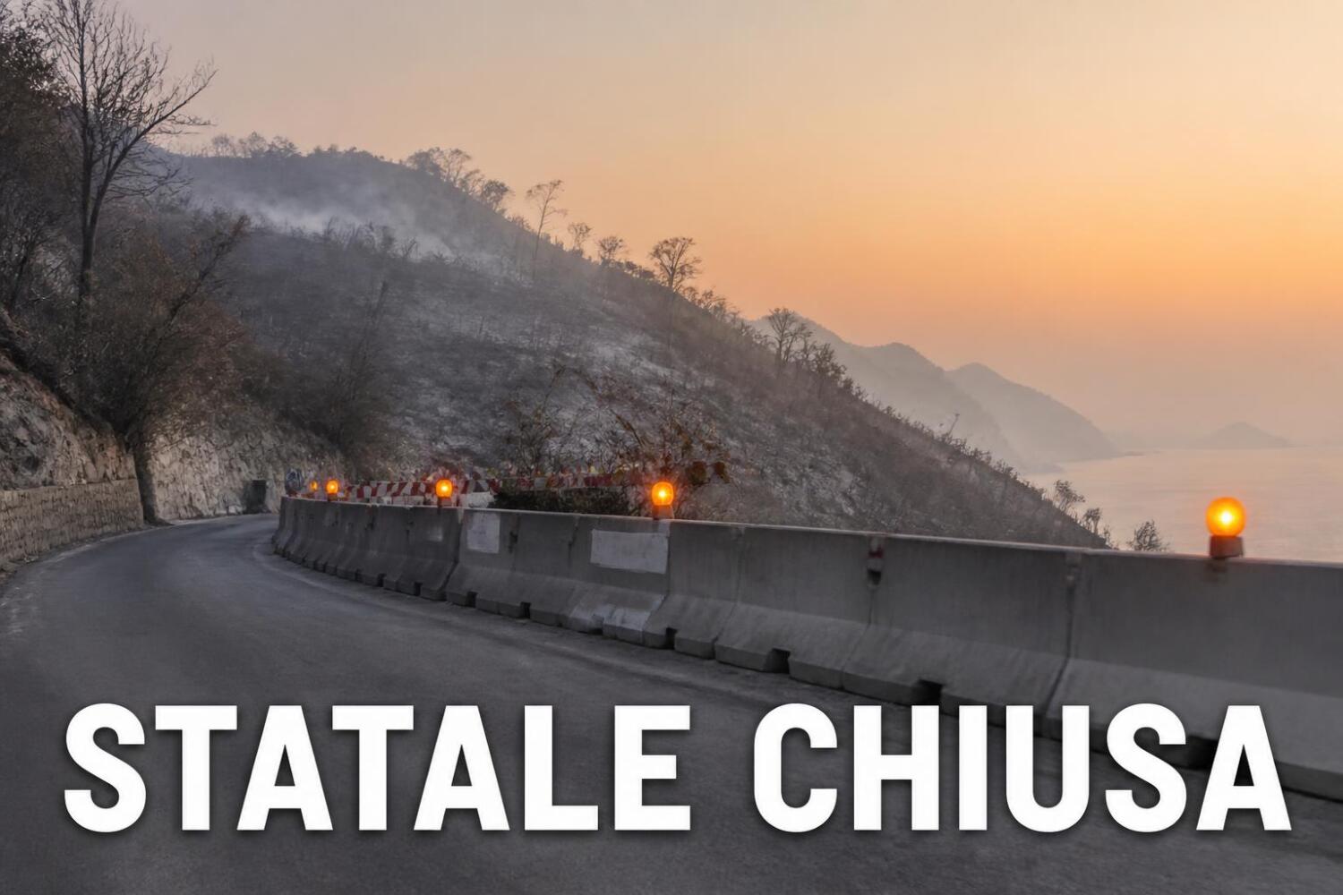 Positano, incendio nella notte e frana sulla Statale Amalfitana: strada chiusa e viabilità deviata