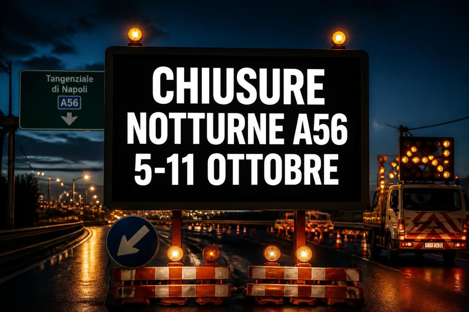Chiusure notturne sulla Tangenziale di Napoli: il programma della settimana dal 5 all’11 ottobre 2026