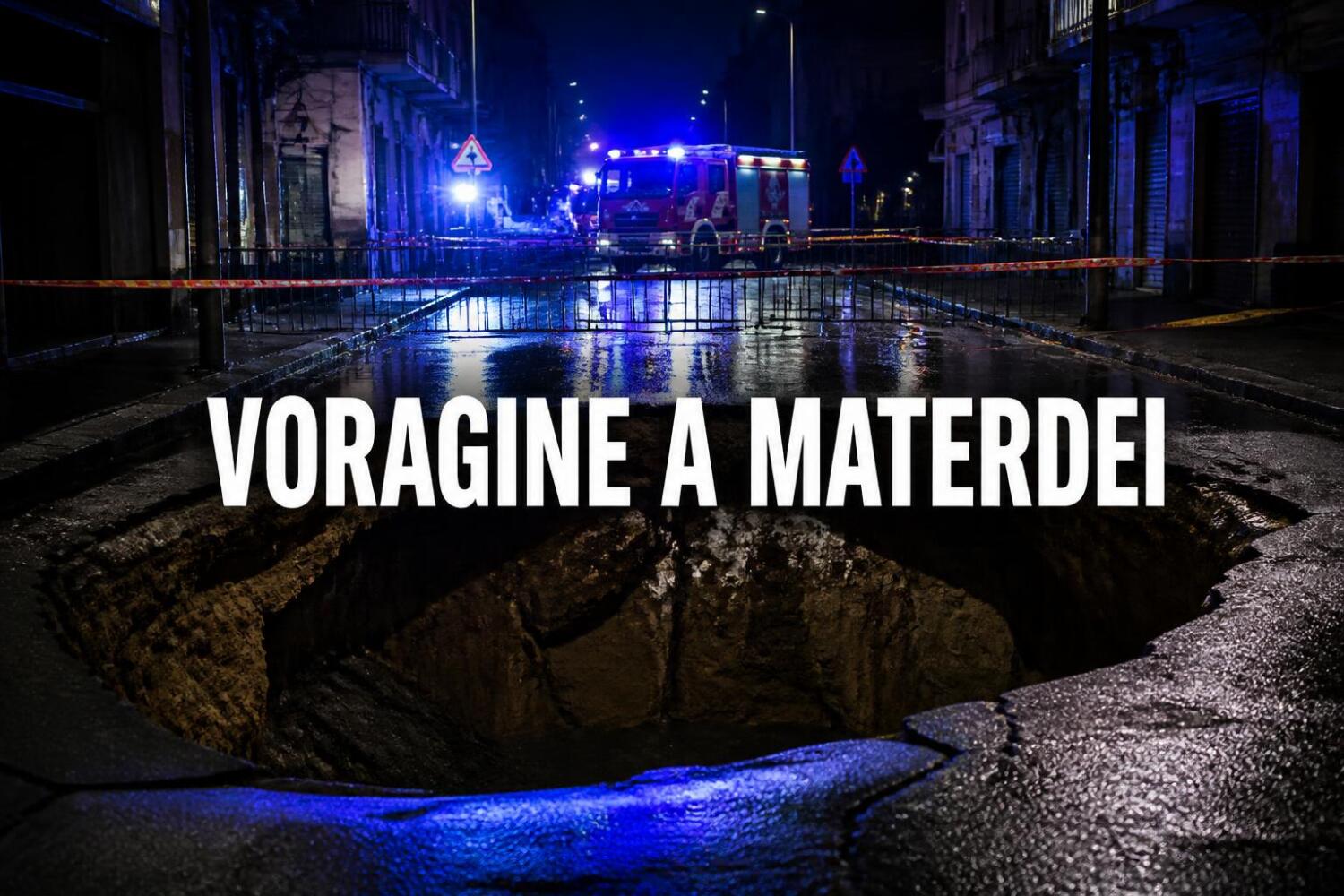 Napoli, voragine a Materdei: cede la strada in vico della Neve, auto inghiottita