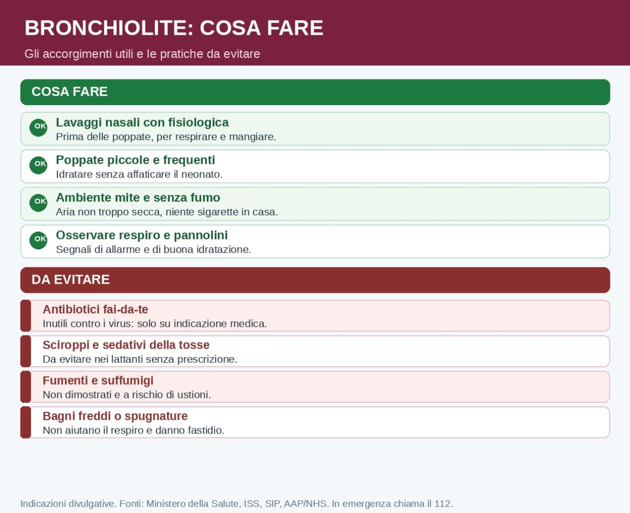 Bronchiolite del neonato: cosa fare a casa e cosa evitare