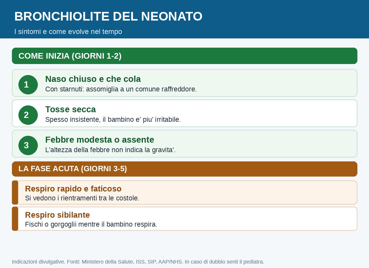 Bronchiolite del neonato: sintomi e come evolve nel tempo