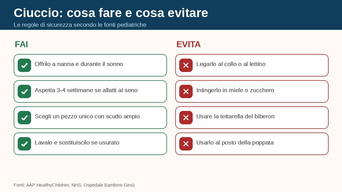 Ciuccio: cosa fare e cosa evitare, le regole di sicurezza