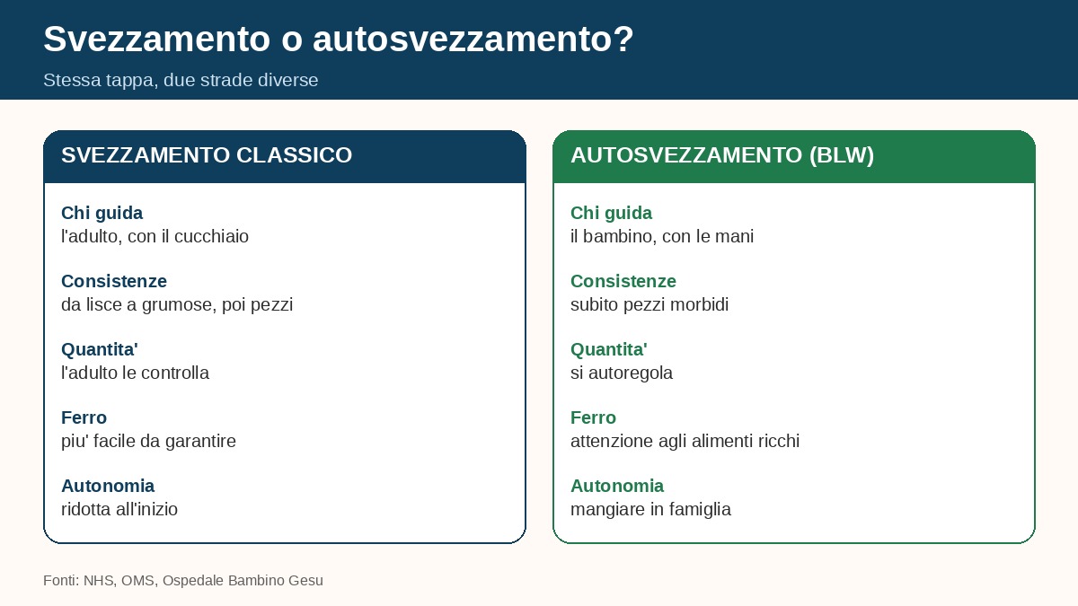 Svezzamento classico e autosvezzamento a confronto