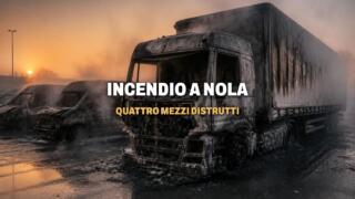 Nola, incendio in una ditta di trasporti, quattro mezzi distrutti